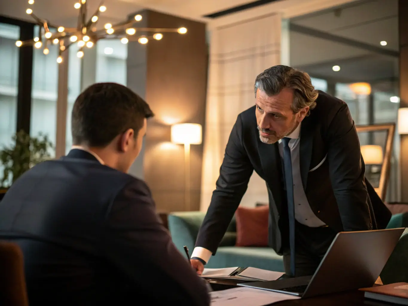 A professional IT consultant is presenting a strategic IT solution to a diverse team in a modern office setting, emphasizing collaboration and innovation.